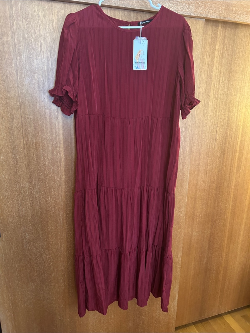 Women's Burgundy Tiered Maxi Dress by Unknown Brand